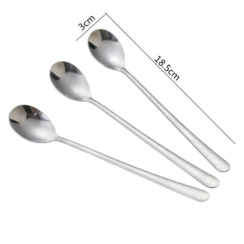 Stainless Steel Long Handle Spoons for Coffee & Ice Cream