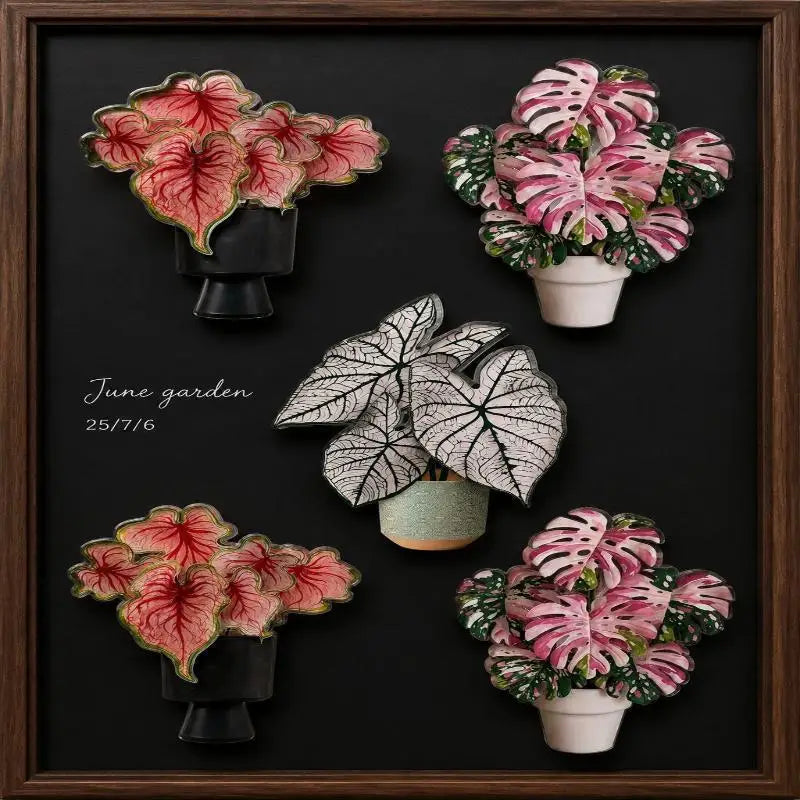 Rotatable Artificial Plant Fridge Magnet | Acrylic Tropical Decor