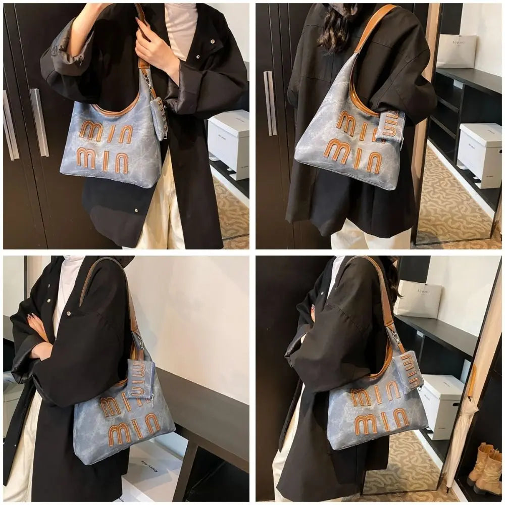 Women's PU Leather Shoulder Tote Bag with Coin Purse | Large