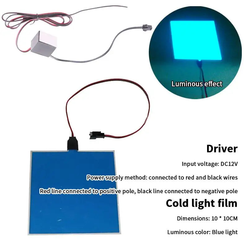 12V Flexible EL Electroluminescent Sheet 10x10cm Cuttable DIY