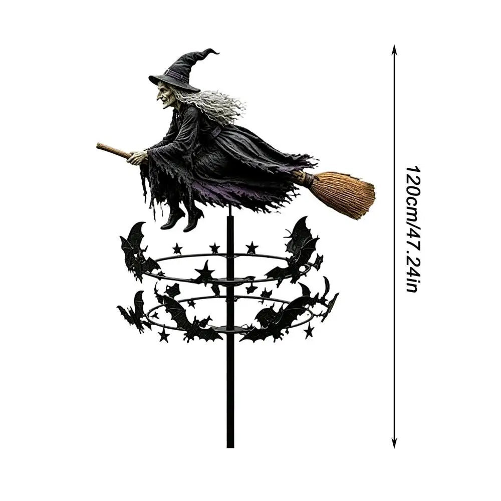 Witch Garden Wind Spinner | Halloween Rotating Pinwheel with Stake