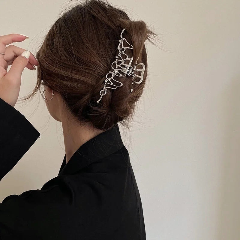 Women's Gold Geometric Metal Hair Claw Clip – Vintage Style