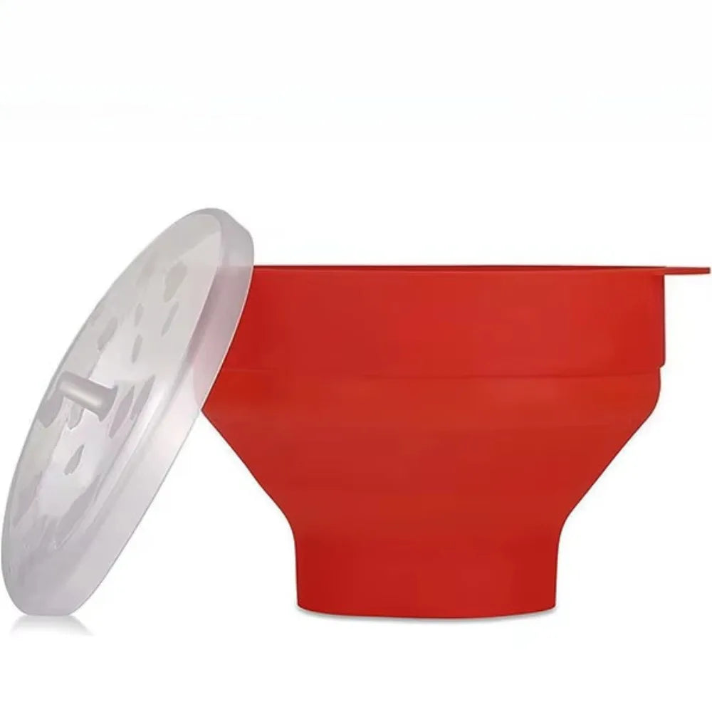 Silicone Microwave Popcorn Maker Collapsible Bowl with Lid