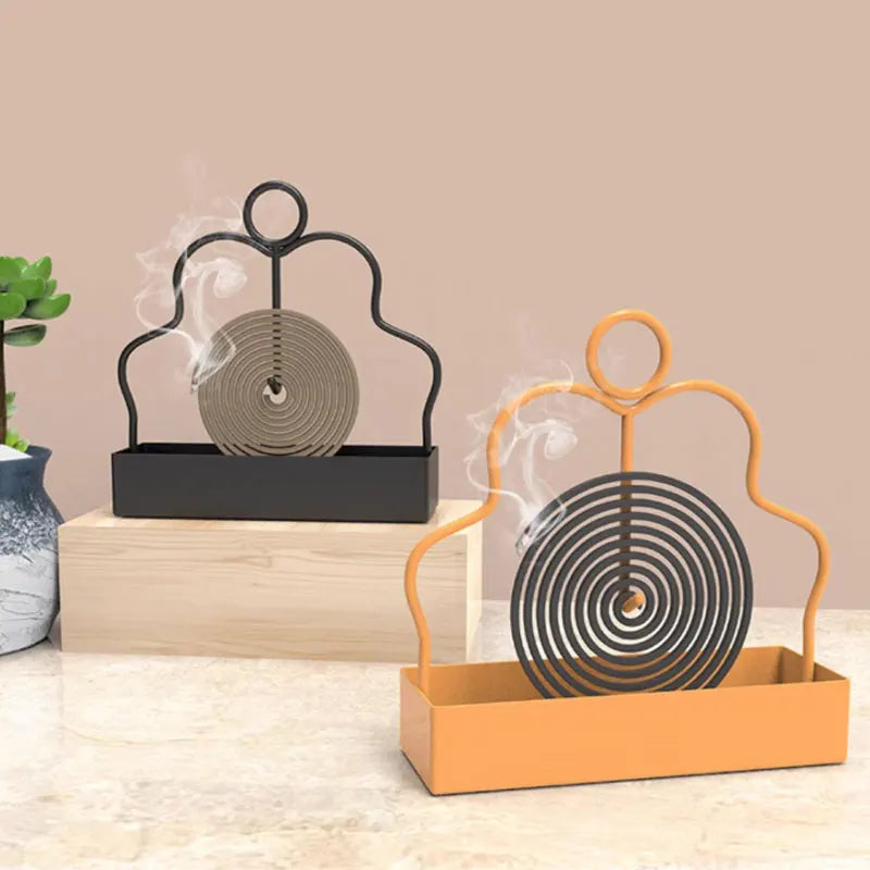 Iron Mosquito Coil Holder Incense Burner Rack – Black/Gold