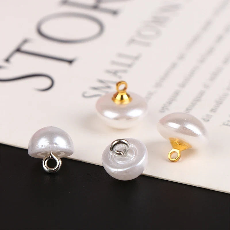 10Pcs Mushroom Faux Pearl Shank Buttons 10mm 12mm – DIY Sewing