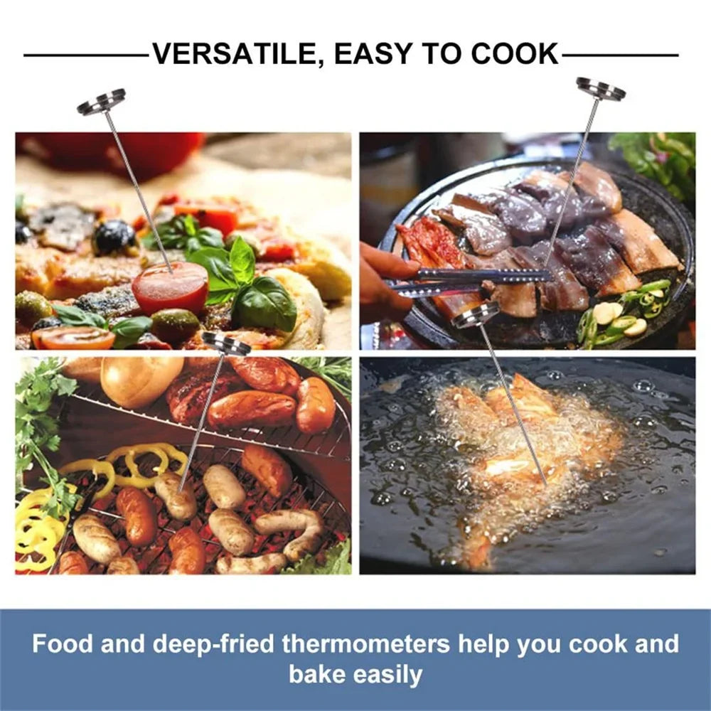 Stainless Steel Probe Thermometer 0–200°C | Kitchen Dial Gauge