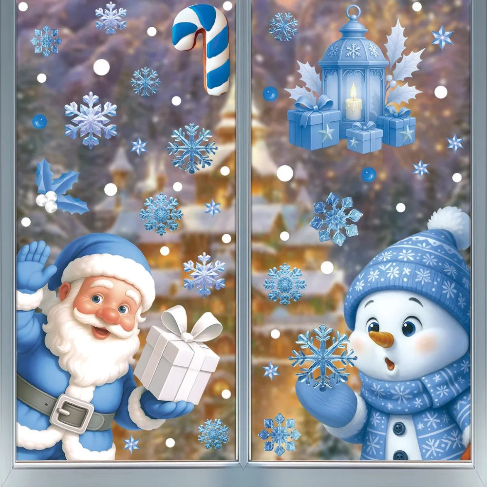 PVC Christmas Window Stickers – Snowman, Snowflake & Santa