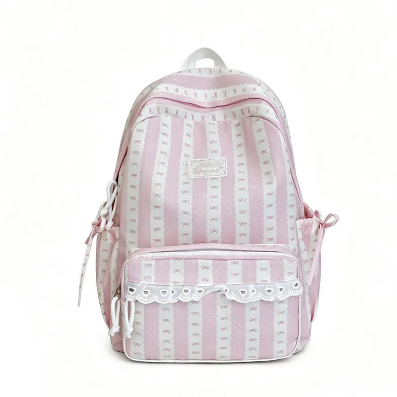 Striped Girls Backpack – Nylon School & Daily Commute Bag