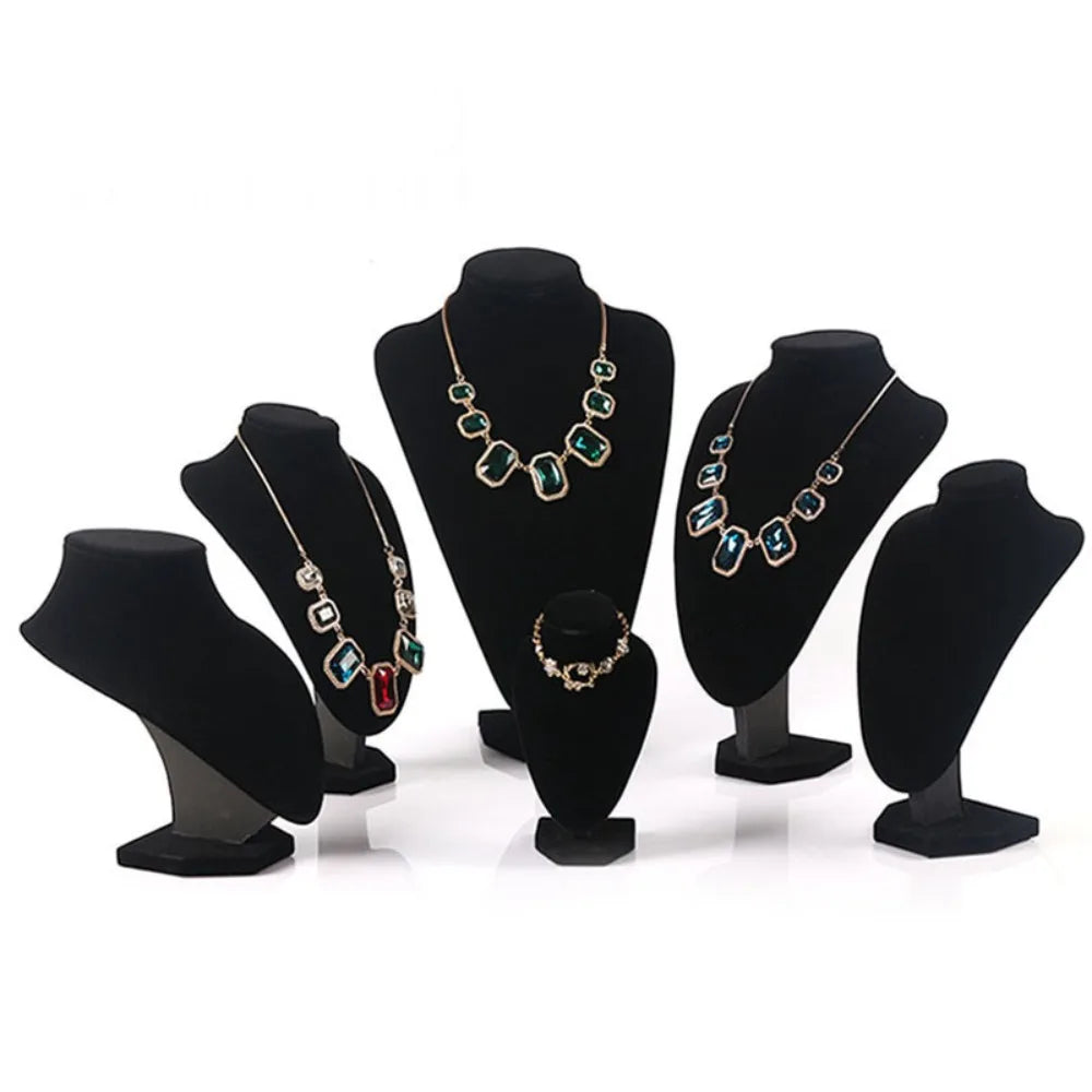 Velvet Jewelry Display Stand Necklace Bust Holder Organizer Rack