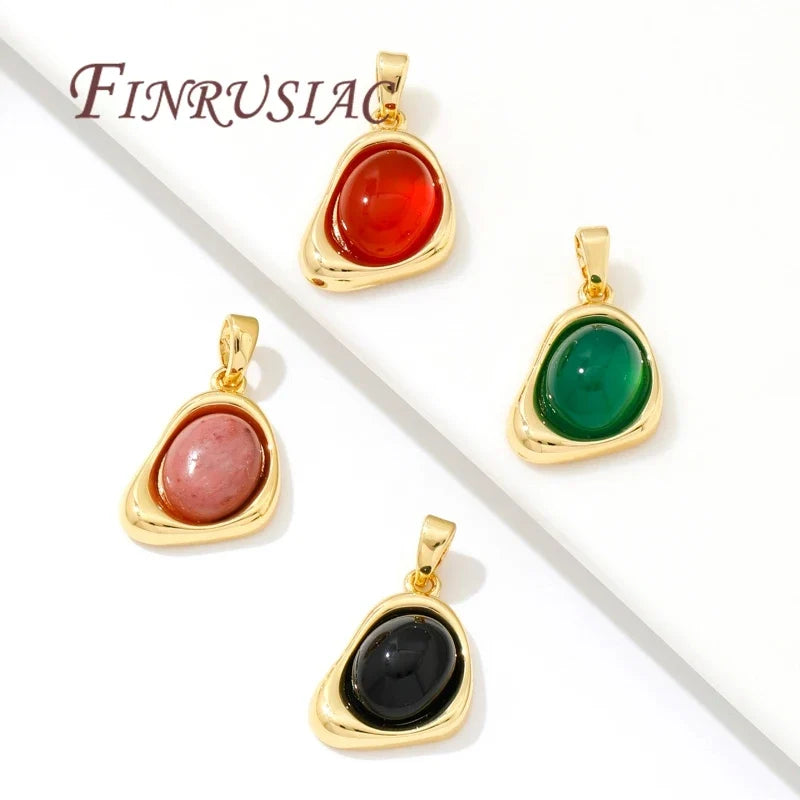 18K Gold Plated Natural Stone Charms – DIY Jewelry Pendants