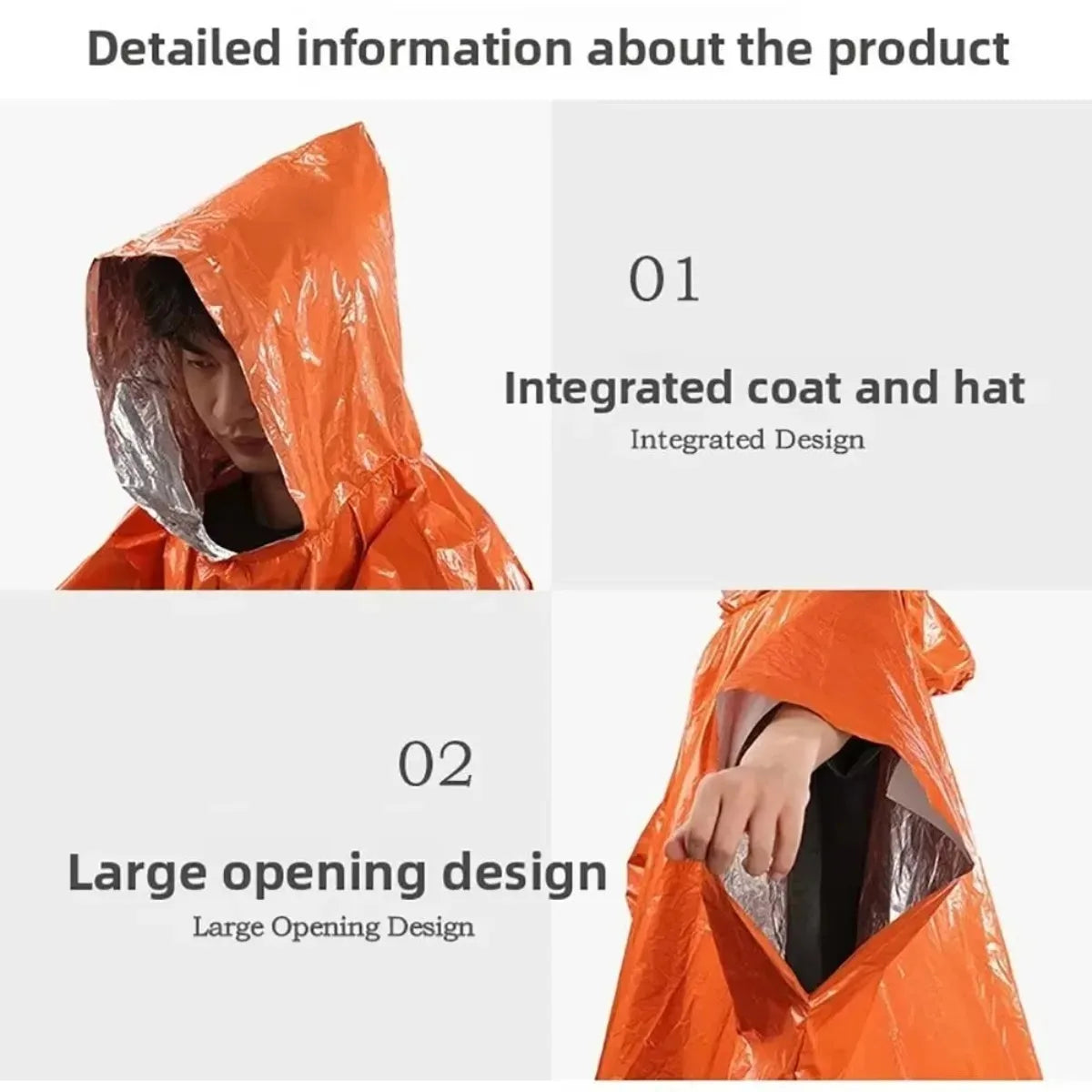 2-in-1 Emergency Rain Poncho & Thermal Survival Blanket