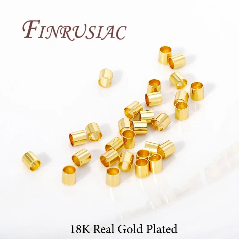 100pcs Gold Plated Tube Crimp Beads 2mm–3mm | DIY Jewelry Findings
