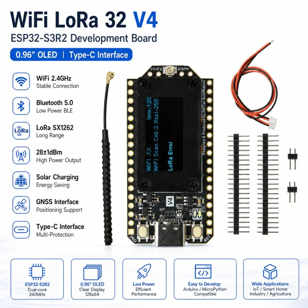 WiFi LoRa 32 V4 ESP32-S3R2 IoT Dev Board | 0.96" OLED