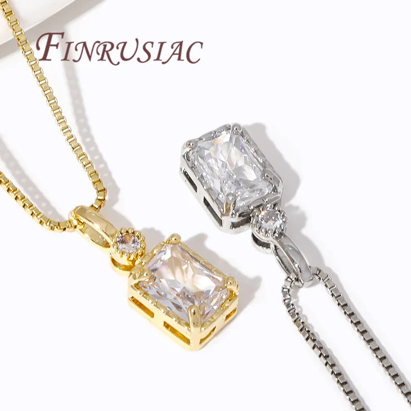 18K Gold Plated Zircon Crystal Square Charms – DIY Jewelry