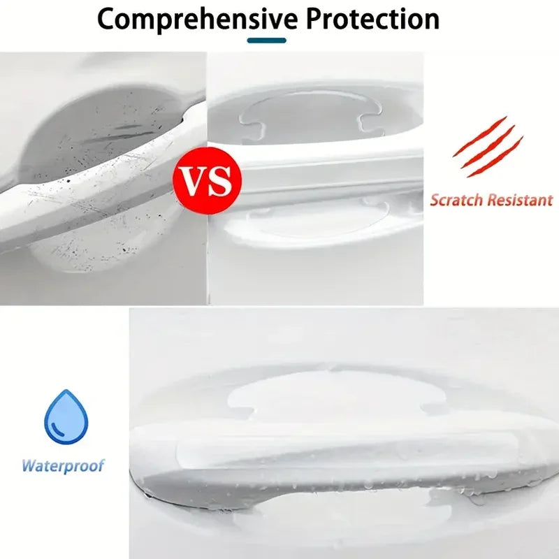 8PCS Car Door Handle Bowl Scratch-Proof Protective Sticker Film