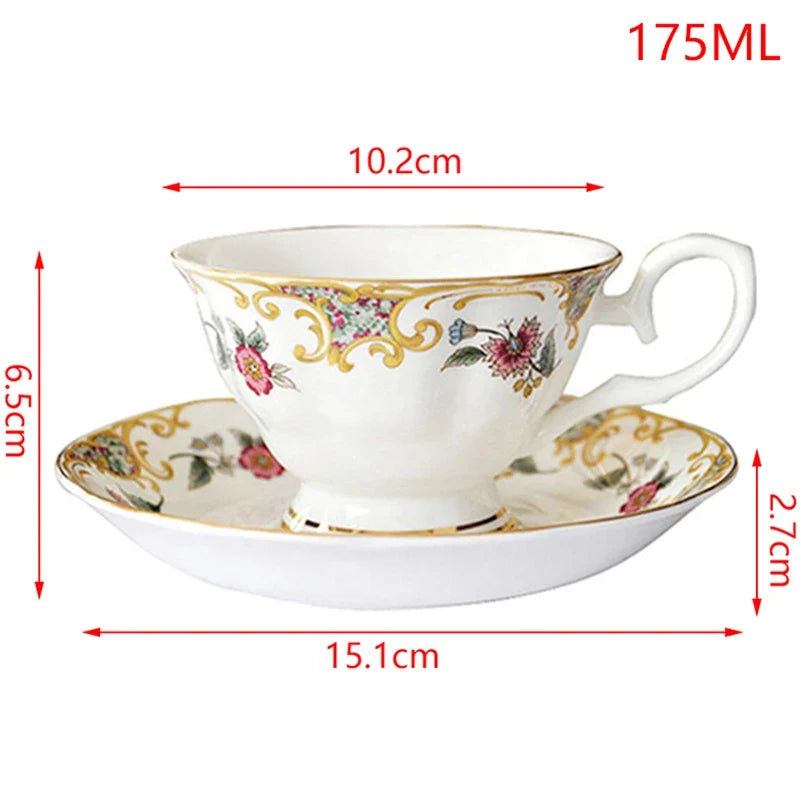 European Bone China Coffee Cup & Saucer Set 200ml Ceramic