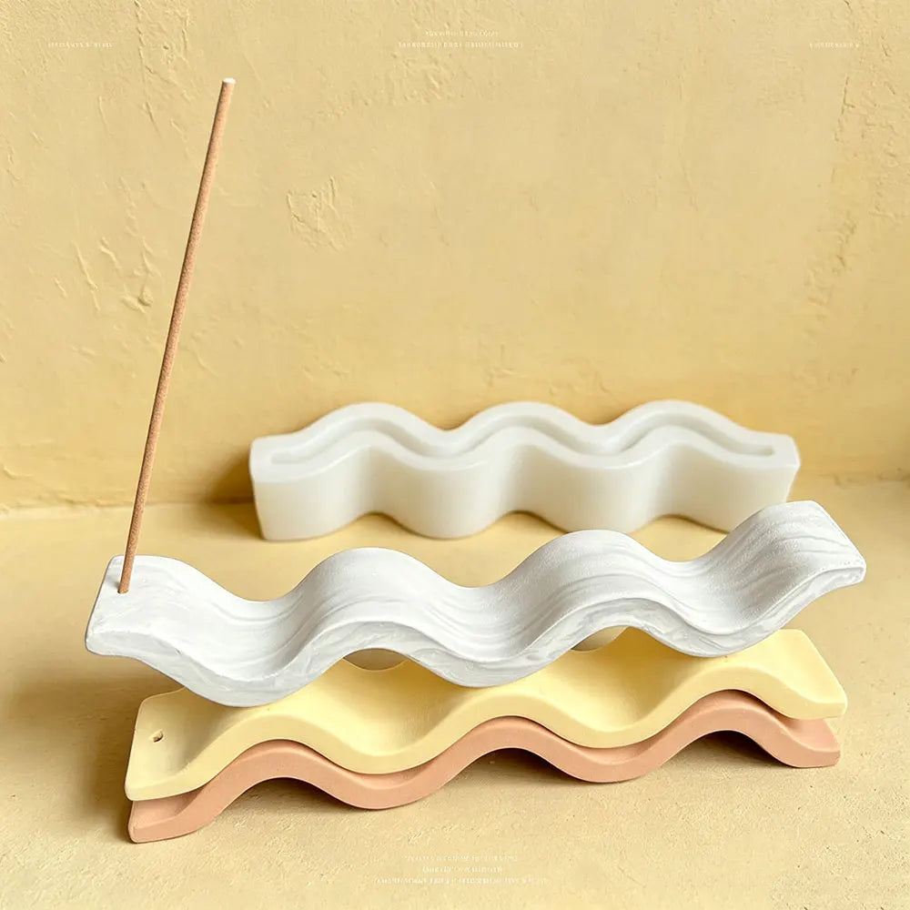 Wave Incense Holder Silicone Mold – DIY Resin Plaster Cement