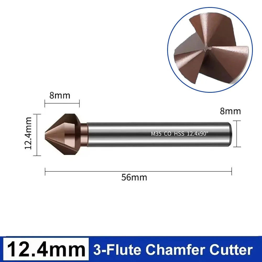 M35 Cobalt Countersink Drill Bit 3-Flute 90° 6.3–40mm
