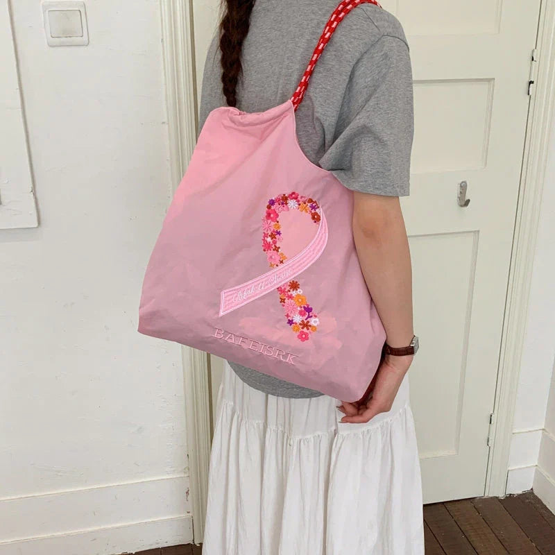 Japanese Embroidered Silk Scarf Large Shoulder Tote Bag for Women