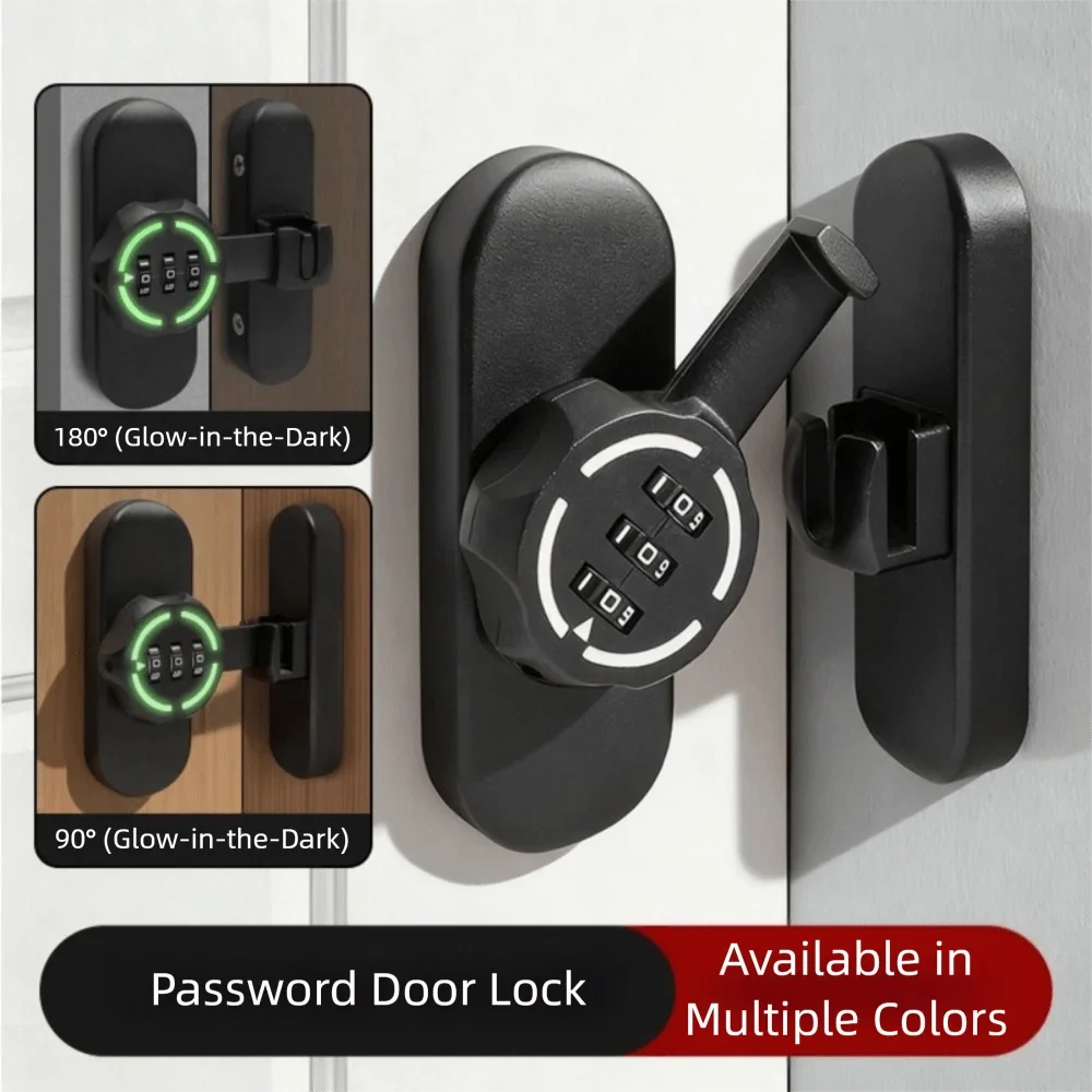 Zinc Alloy Mechanical Password Lock – 90/180° Sliding Door Bolt