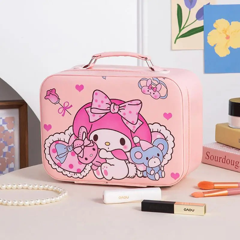 Sanrio Kawaii Makeup Bag with Mirror – Extra Large PU Leather