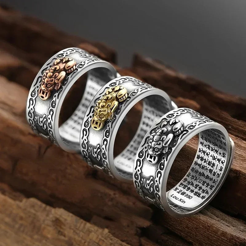 Vintage Pixiu Feng Shui Statement Ring – Men's Silver Ring