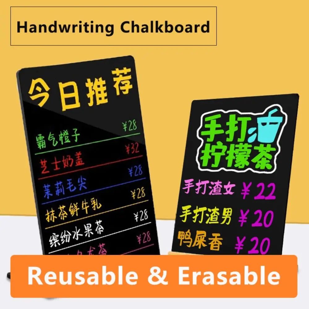 Acrylic Freestanding Chalkboard A3–A6 Reusable Tabletop Sign