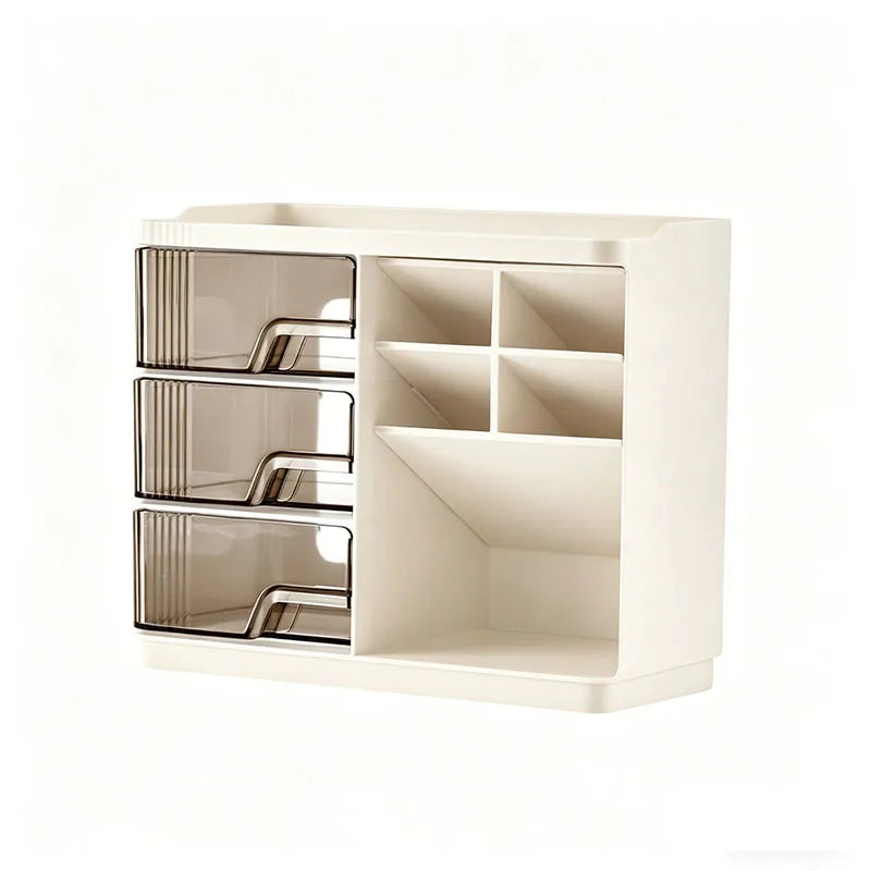 Slanted Makeup Brush Holder with 3 Drawers | Vanity Organizer