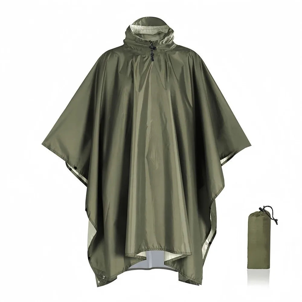 3-in-1 Hooded Waterproof Raincoat – Lightweight Outdoor Poncho
