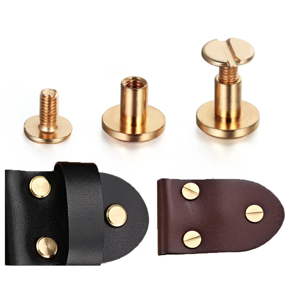 10Pcs Copper Screw Rivets 5/6.5/8mm – Leather Craft Bags