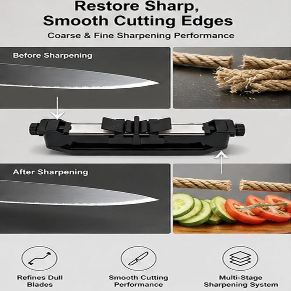 Adjustable Angle Knife Sharpener – Dual Whetstone & Non-Slip Grip