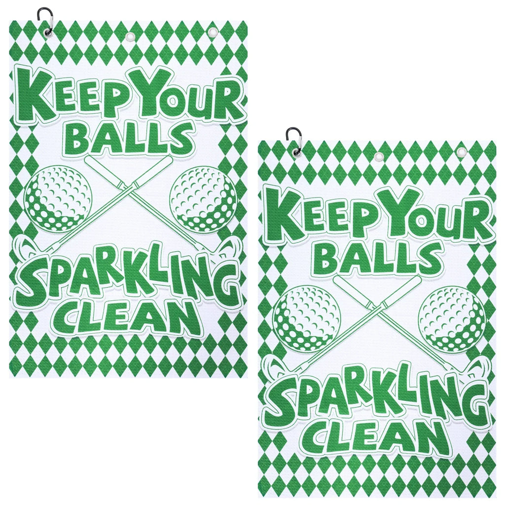 2-Pack Microfiber Golf Towels with Clip – Waffle Weave 16x24"
