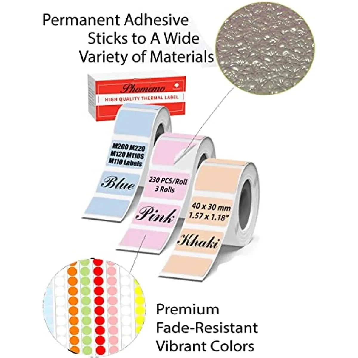 Phomemo M200 Color Labels 40x30mm – 3 Rolls, 690 Labels