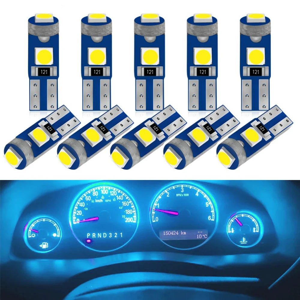 10-Pack 12V T5 LED Dashboard Instrument Cluster Bulbs