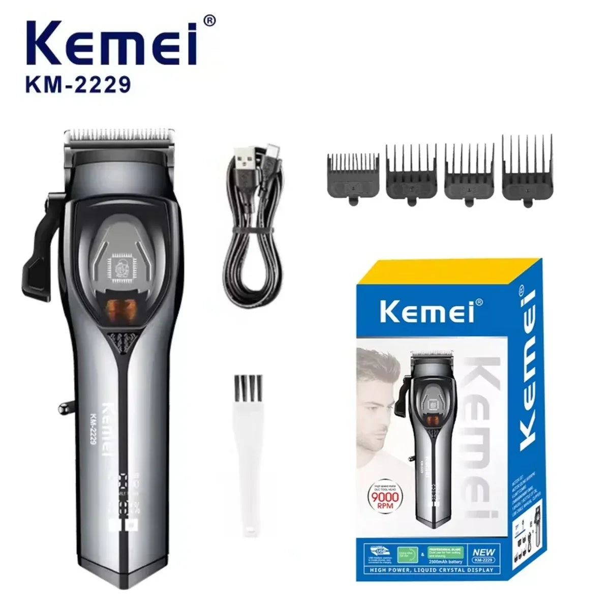 Kemei KM-2229 Professional Hair Clipper 9000 RPM Men's Trimmer