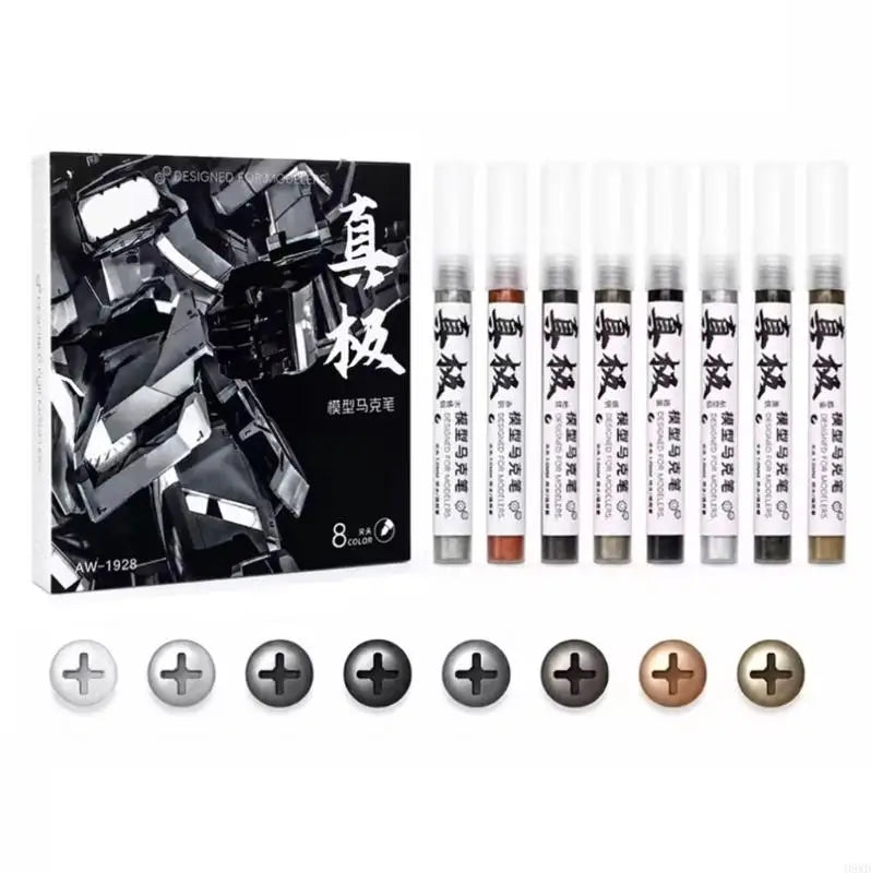 Metallic Paint Marker Pen – 8 Colors, 1.5mm Tip for Models