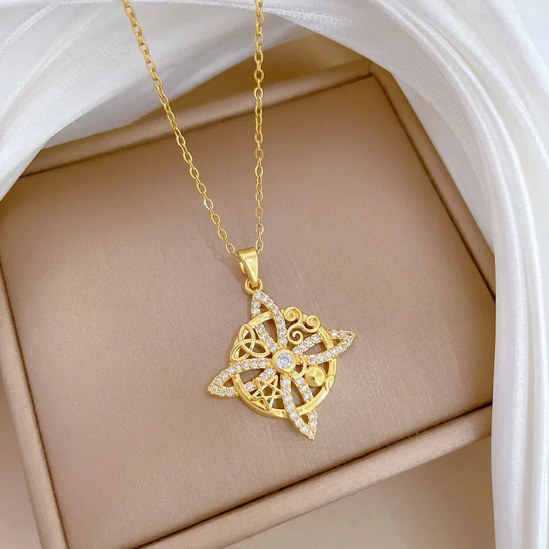 Lucky Clover Pendant Necklace – Gold Plated Stainless Steel