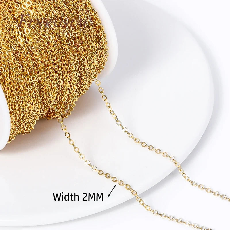 18K Gold Plated O-Shape Chain Spool | 2mm DIY Jewelry Making