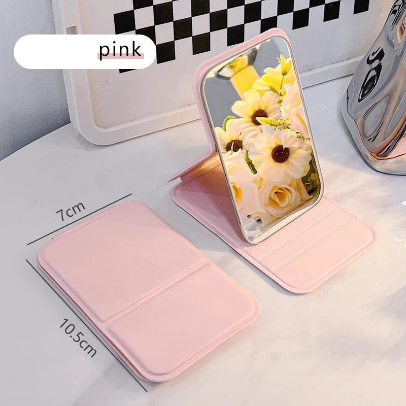Portable Folding HD Makeup Mirror with Desktop Stand – Mini Travel