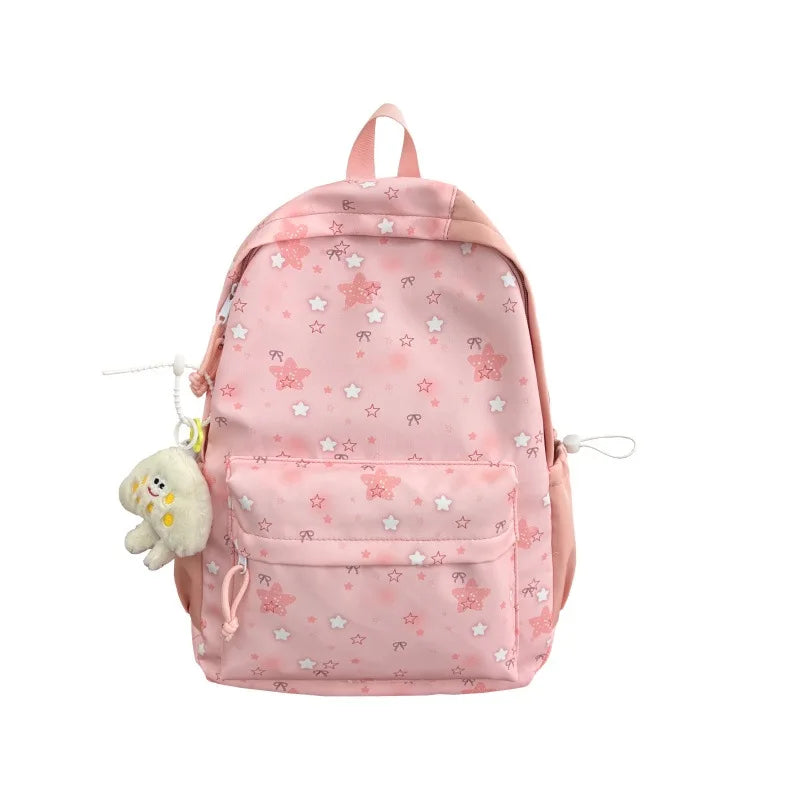 Nixie Star Print Girls Backpack – Large Capacity School Bag