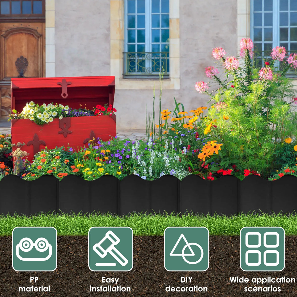 20-Piece No-Dig Interlocking Garden Lawn Edging Border Kit