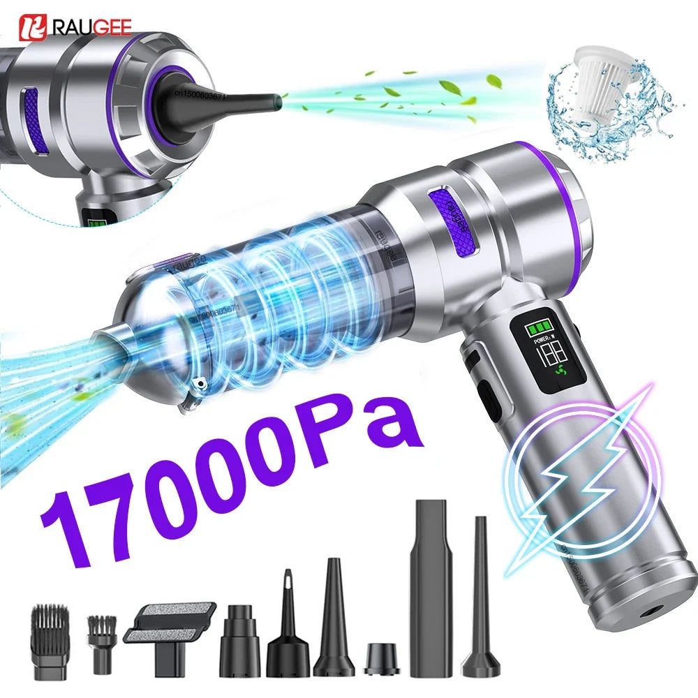 Raugee 17000Pa Cordless Handheld Car & Home Vacuum + Blower