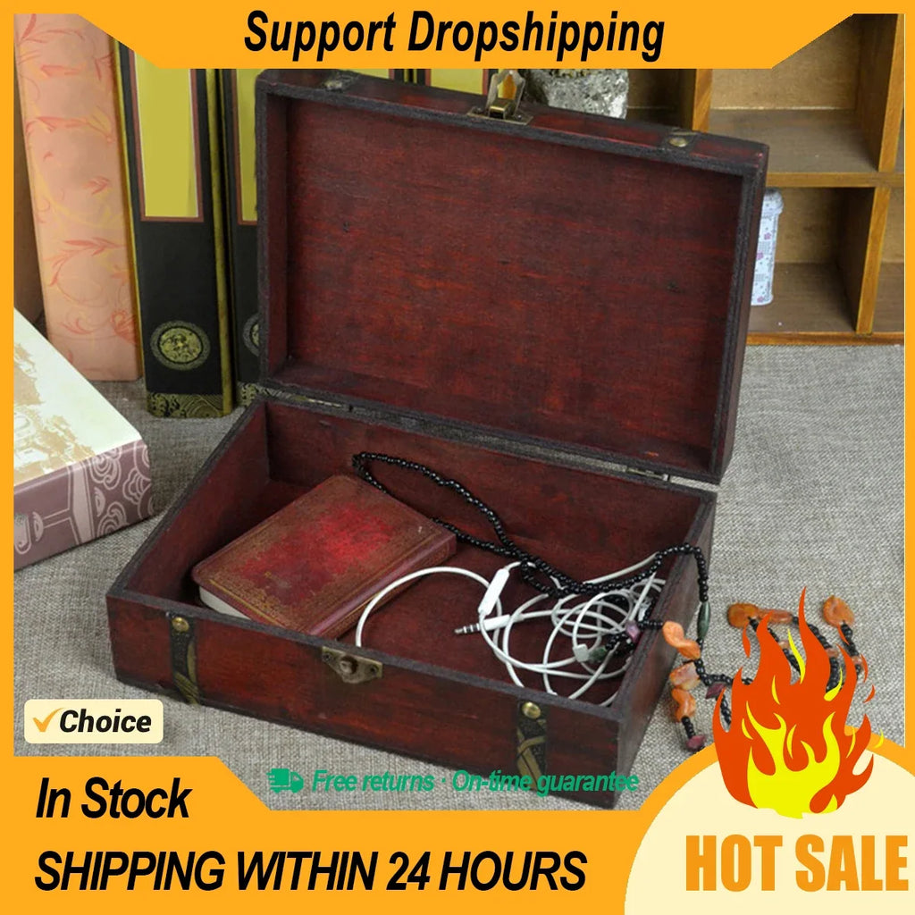 Vintage Wooden Jewelry Box – Pirate Treasure Organizer