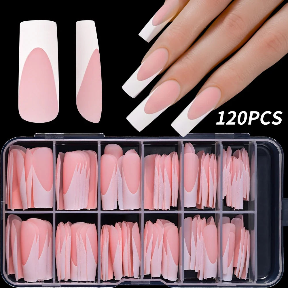 240/120Pcs French Square Press On Nails Full Cover Nail Tips