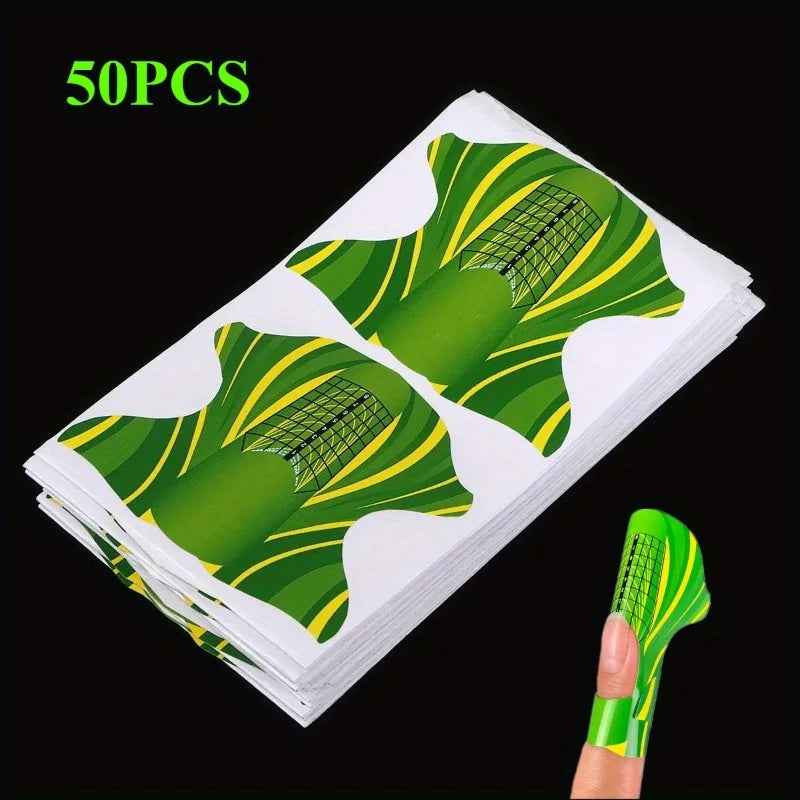 50Pcs Nail Forms French Tips UV Gel Extension Paper Molds