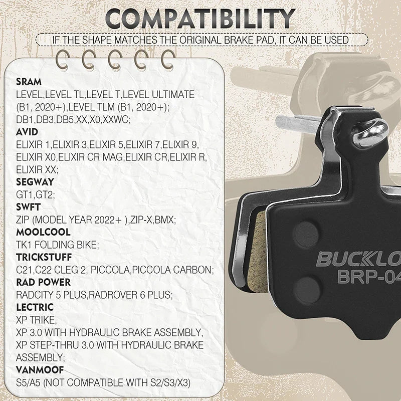 BUCKLOS Disc Brake Pads for SRAM ELIXIR DB1 DB5 | MTB Road Bike