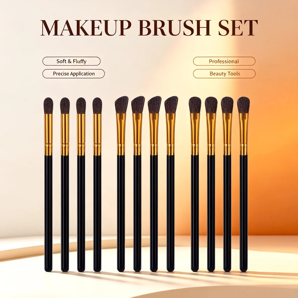 12-Piece Makeup Brush Set – Eyeshadow, Contour & Highlighter