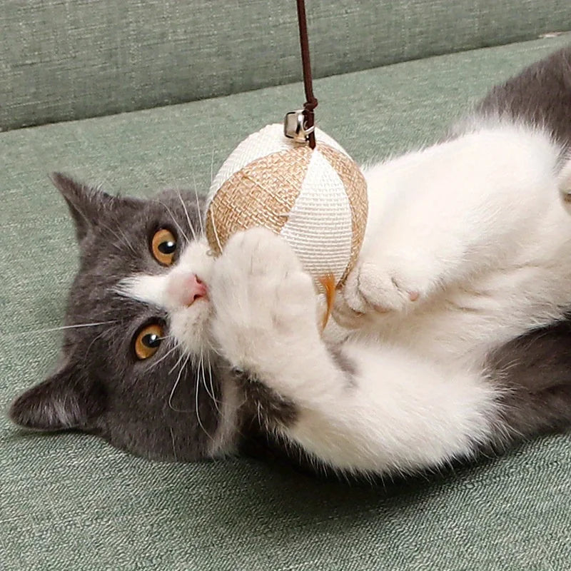 Wooden Cat Teaser Wand Toy – Feather Bell & Mouse Lure