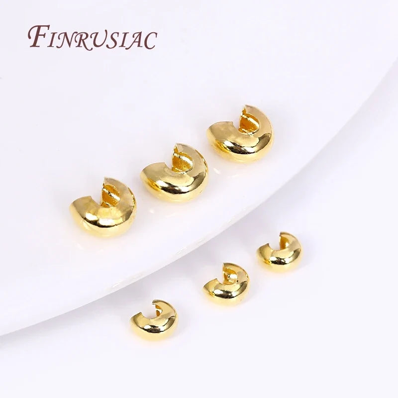 50Pcs 18K Gold Plated Crimp Beads & Covers | DIY Jewelry Findings