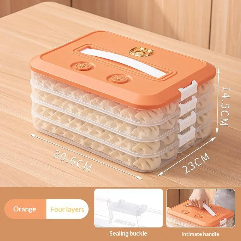 Stackable Dumpling Storage Containers with Airtight Lids 1-4 Layers